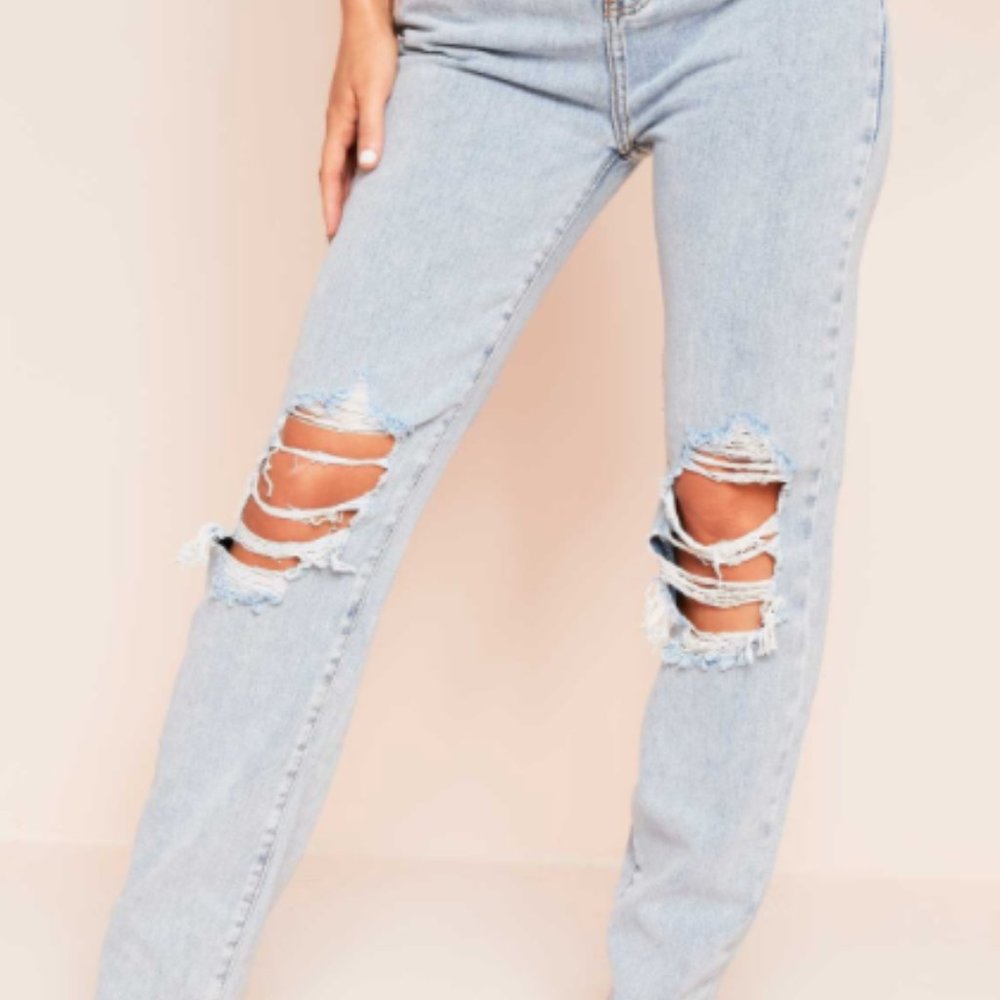 New Missy Empire Lucie Ripped Straight Leg Jeans 6